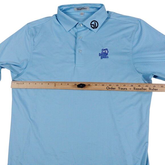 Straight Down Mens Blue Striped EMBROIDERED Golf Polo Shirt Bear Lake Small - Picture 6 of 8